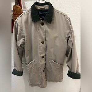 Lands' End Tan Jacket with Green Accents